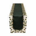 Camino de Mesa Decorativo Bordado Verde y Dorado 180cm