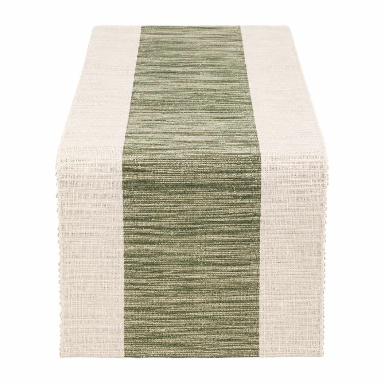 Camino de Mesa Rayado Verde y Beige 180x30cm