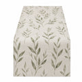 Camino de mesa beige con hojas verdes 140x40cm