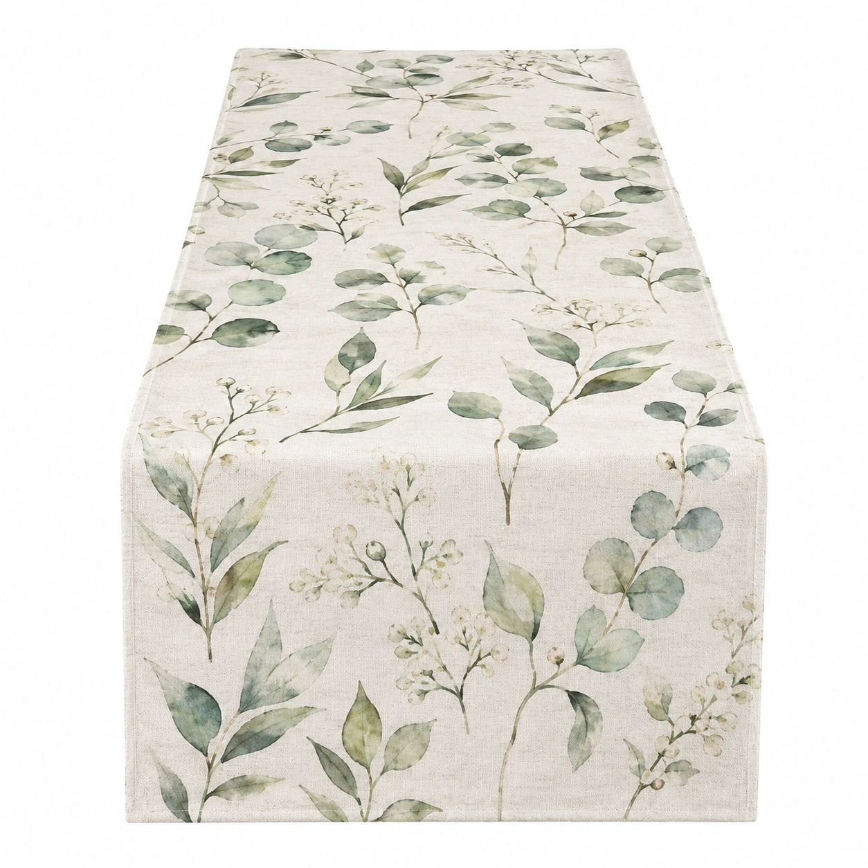 Camino de Mesa Decorativo con Diseño Floral Beige/Verde 180x40cm