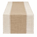 Camino de mesa elegante en beige y blanco 180x35 cm