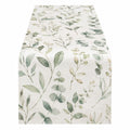 Camino de Mesa con Diseño Floral Verde y Marfil 180x35cm