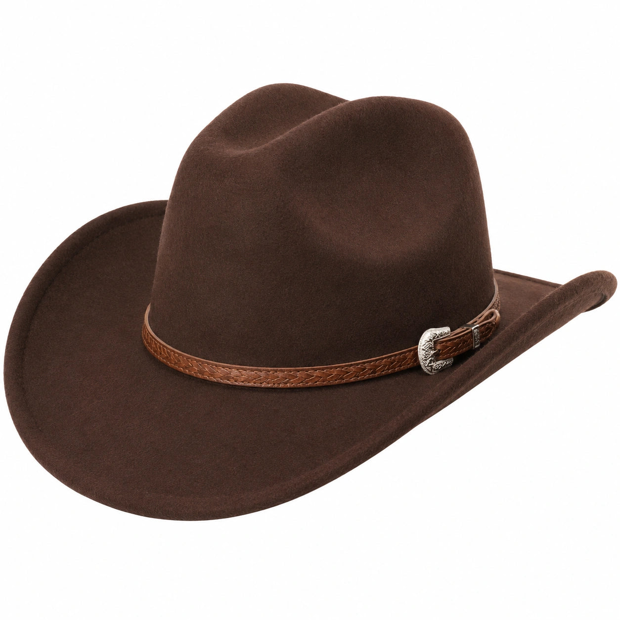 Sombrero Vaquero Hombre Marrón con Cinta de Cuero y Hebilla