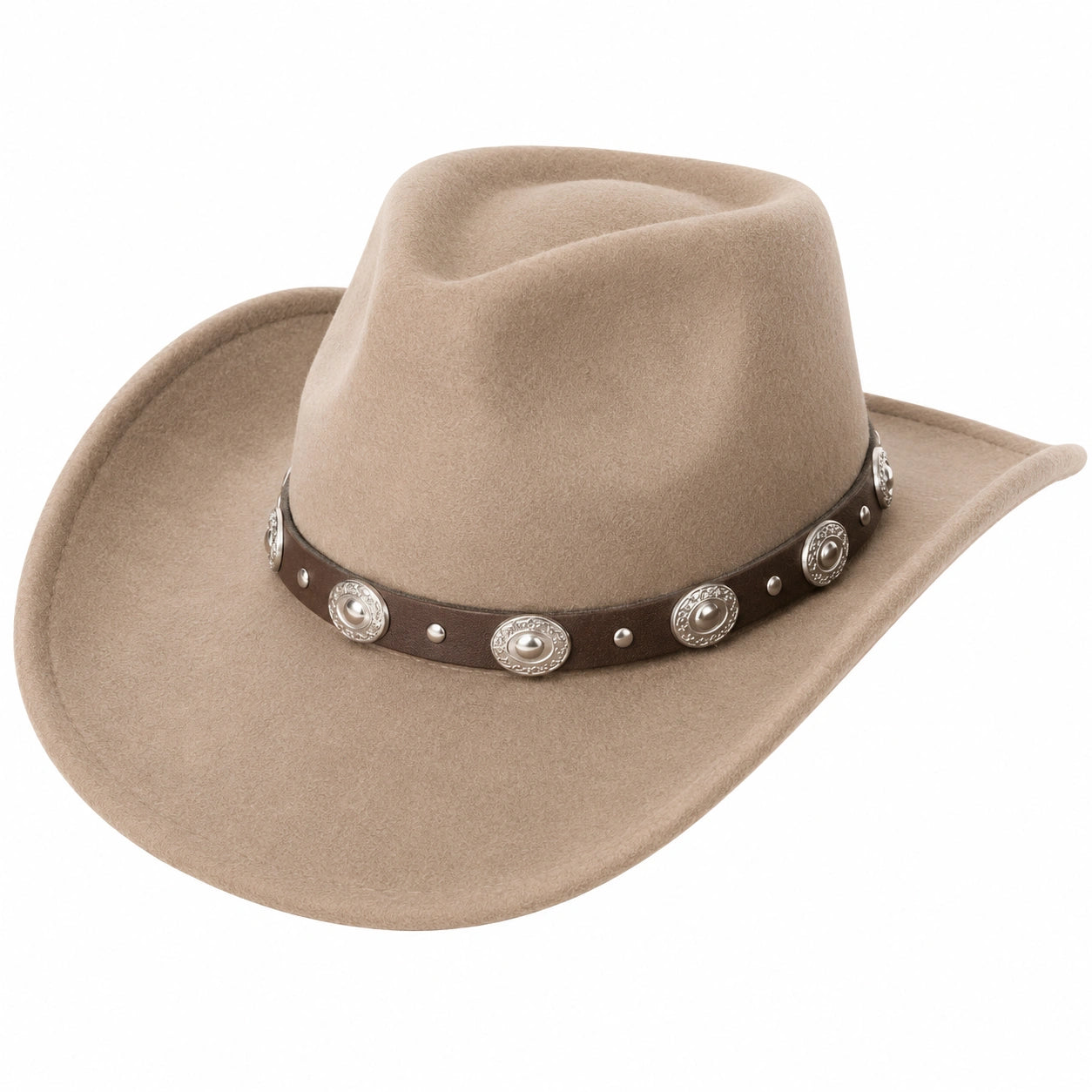 Sombrero Vaquero Beige con Detalles Metálicos