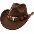 Sombrero Vaquero Marrón con Banda Metálica Decorativa