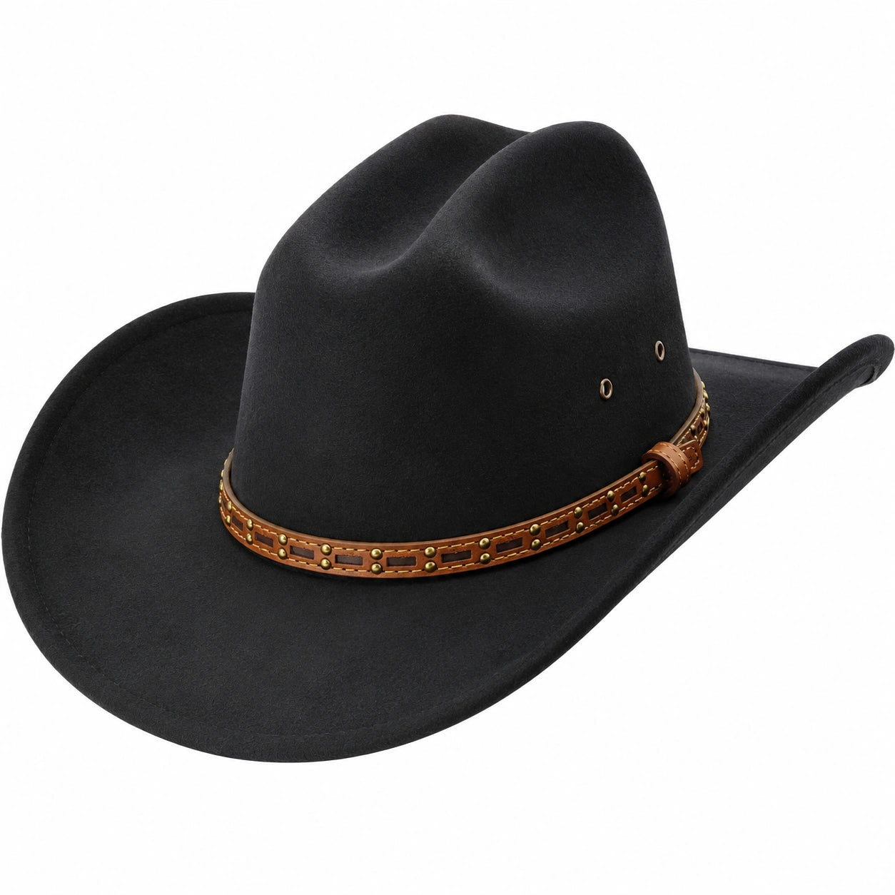 Sombrero Vaquero Negro con Banda Decorativa Marrón
