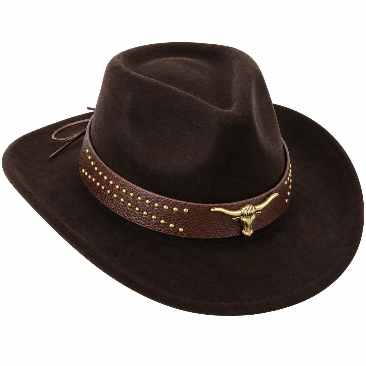 Sombrero Vaquero Marrón con Adorno de Cráneo