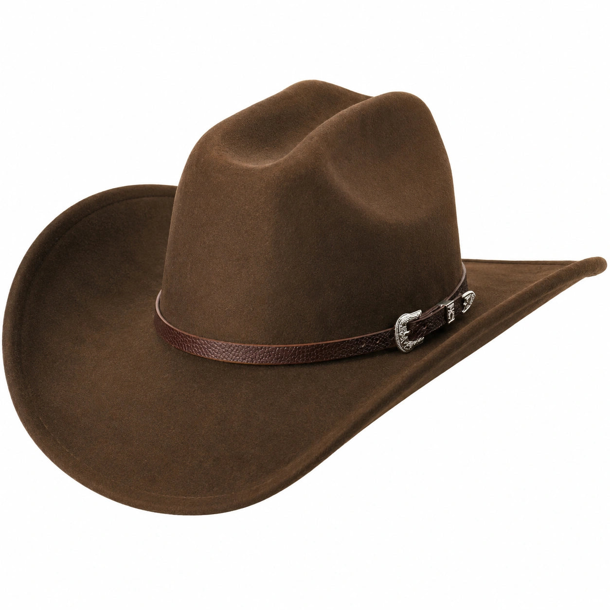 Sombrero Vaquero de Ala Ancha Marrón con Hebilla Decorativa