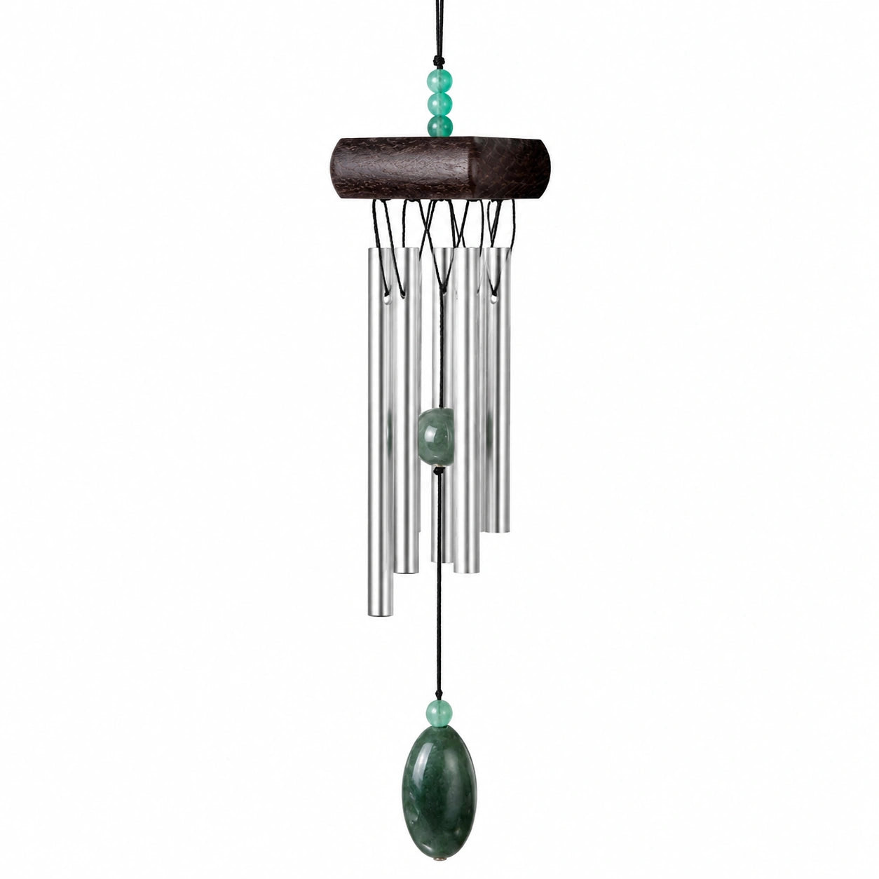 Campana de viento de jade verde y metal para exteriores