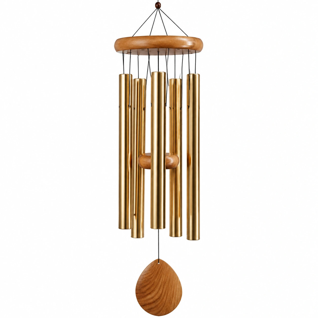 Campana de Viento Tubular Grande para Exterior en Dorado