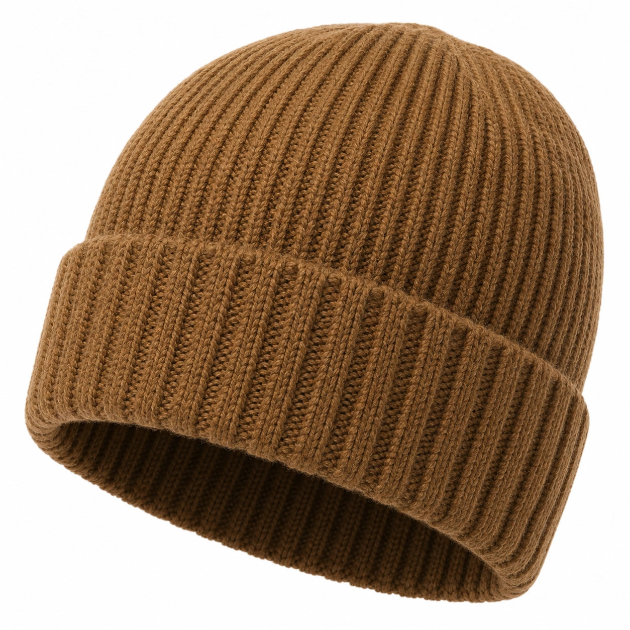 Gorro Unisex de Punto Acanalado Marrón
