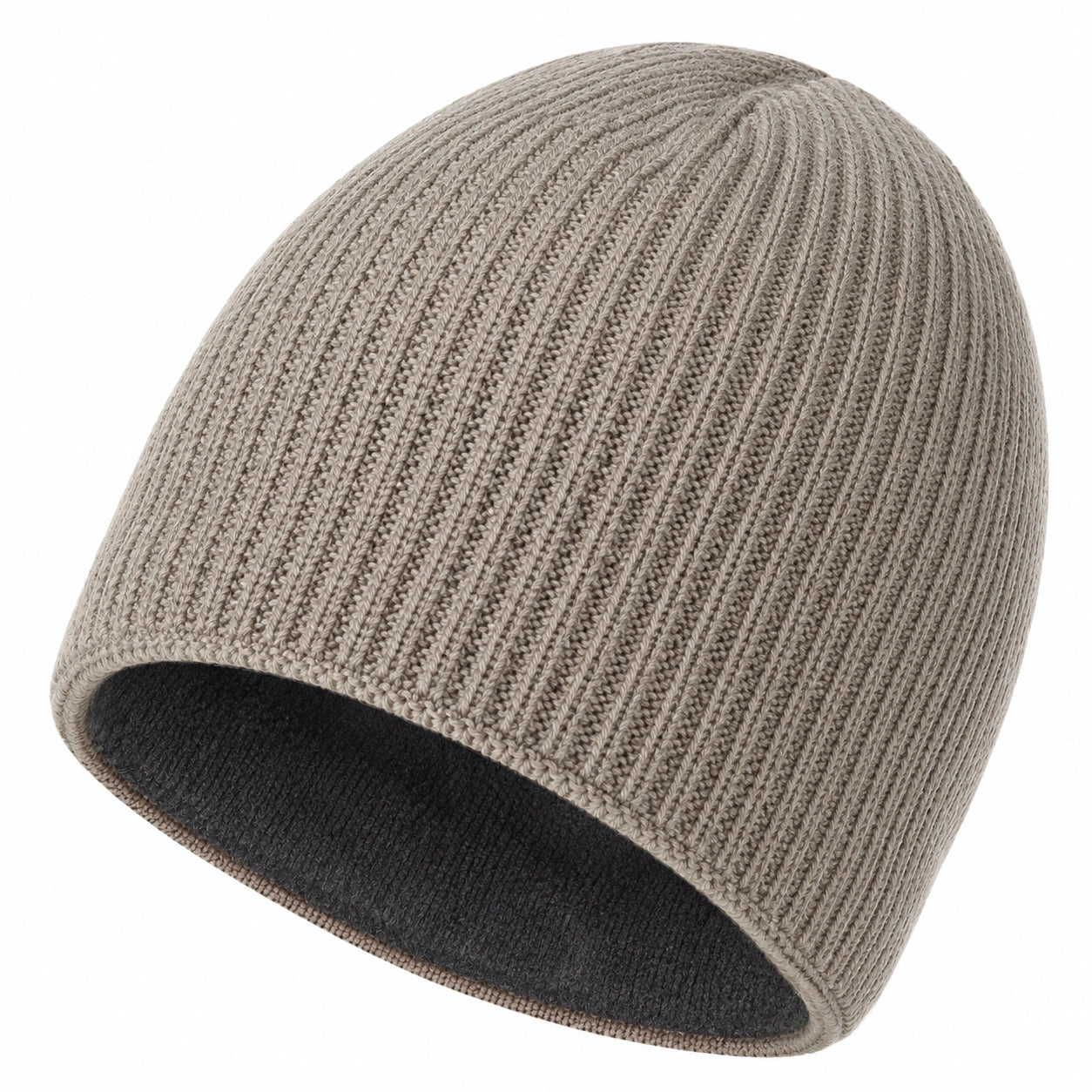 Gorro de Punto Acanalado Beige para Invierno