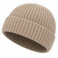 Gorro unisex de punto acanalado beige
