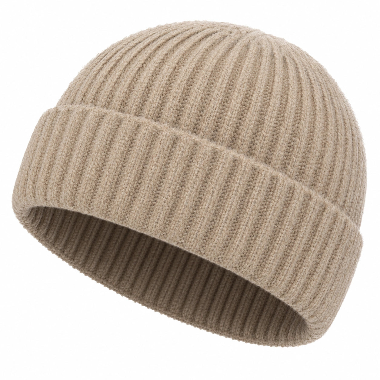 Gorro unisex de punto acanalado beige