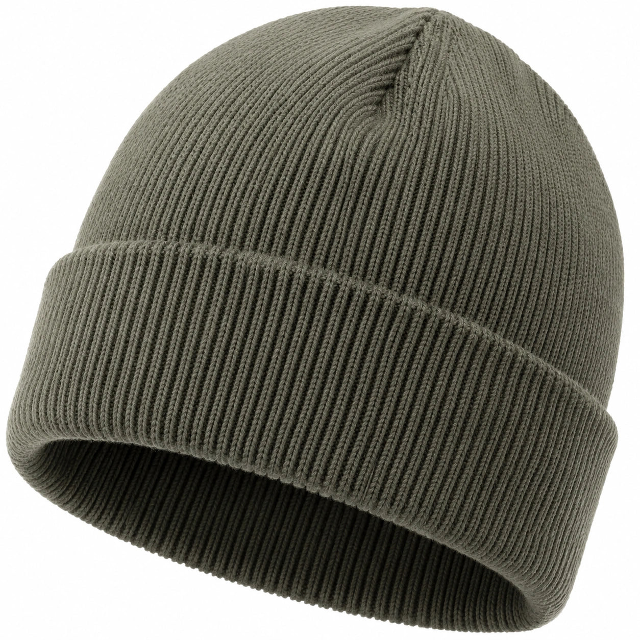 Gorro de Punto Acanalado para Clima Frío Verde Caqui