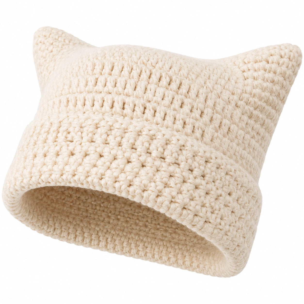 Gorro de Punto con Orejas Unisex Beige