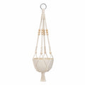 Macetero Colgante de Macramé Beige con Cuentas para Plantas