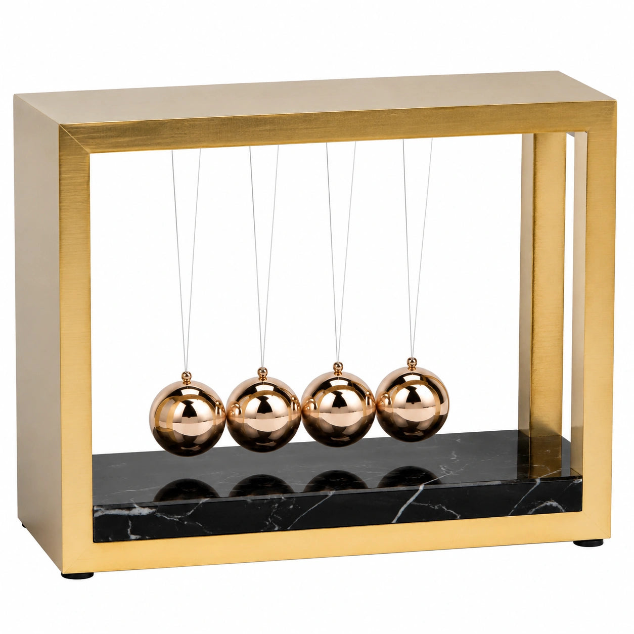 Péndulo de Newton Decorativo con Base de Mármol, Dorado y Negro