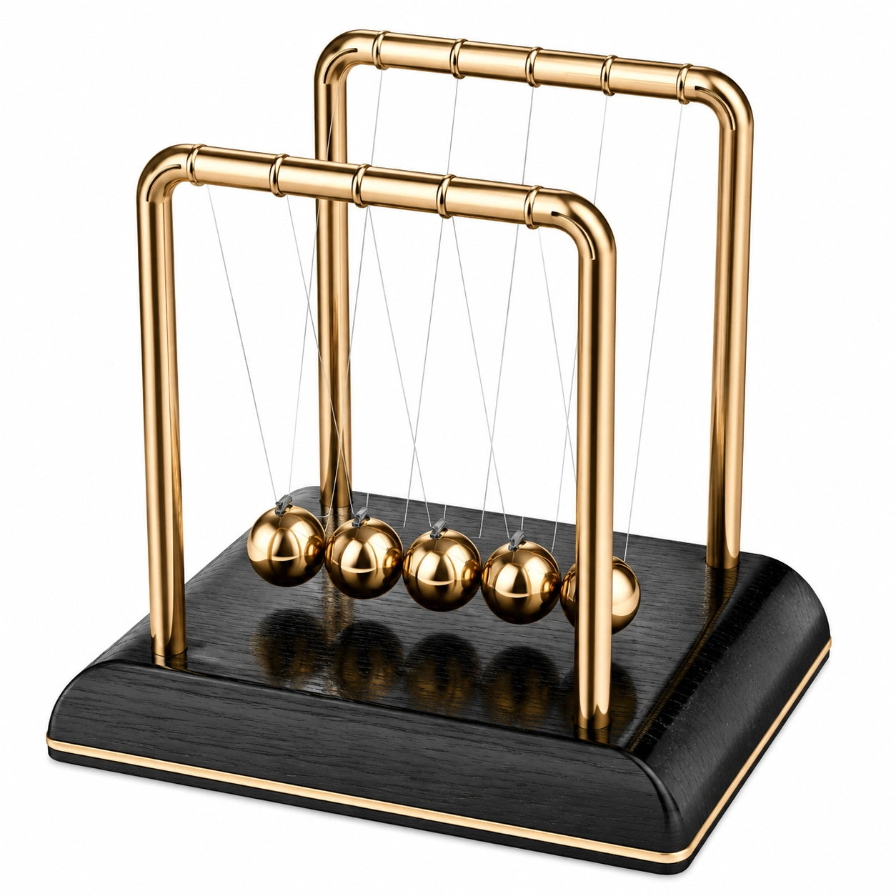 Péndulo de Newton Decorativo con Acabado Dorado y Negro