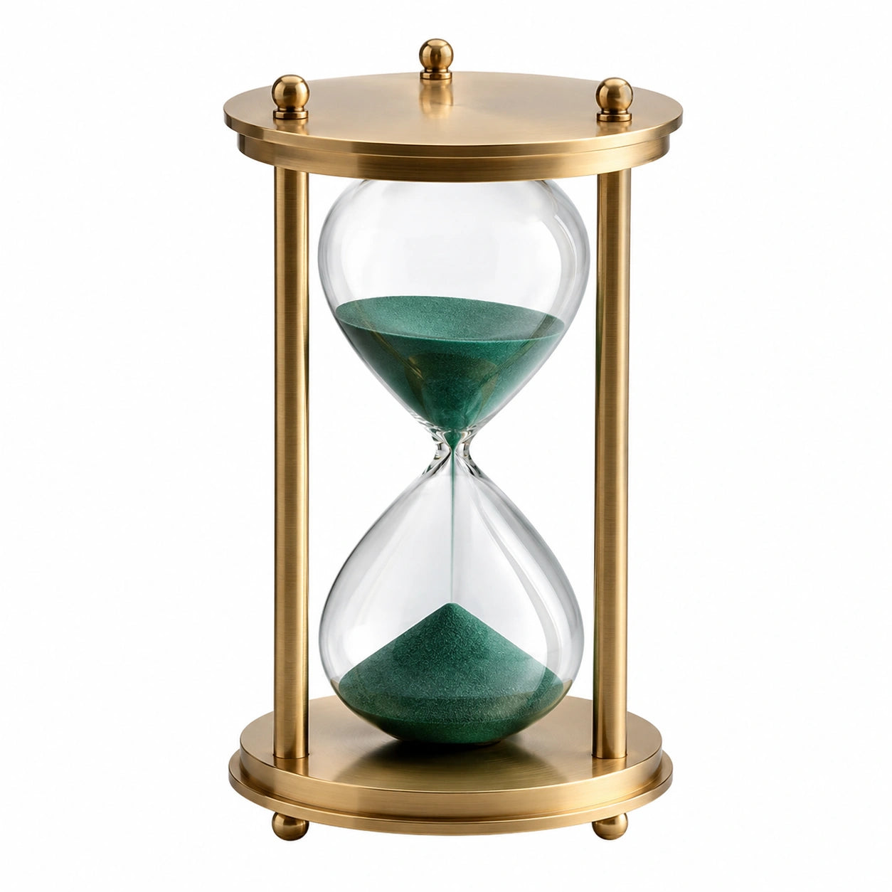 Reloj de Arena Decorativo de Metal Dorado y Arena Verde