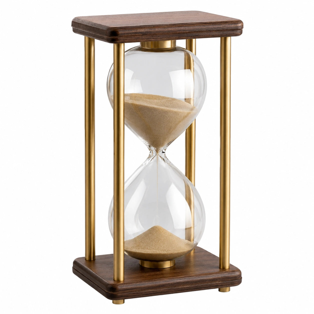 Reloj de Arena Decorativo de 60 Minutos con Soporte de Madera y Metal