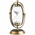Reloj de arena decorativo con base dorada y negra