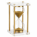 Reloj de Arena Decorativo de Vidrio con Soporte Dorado